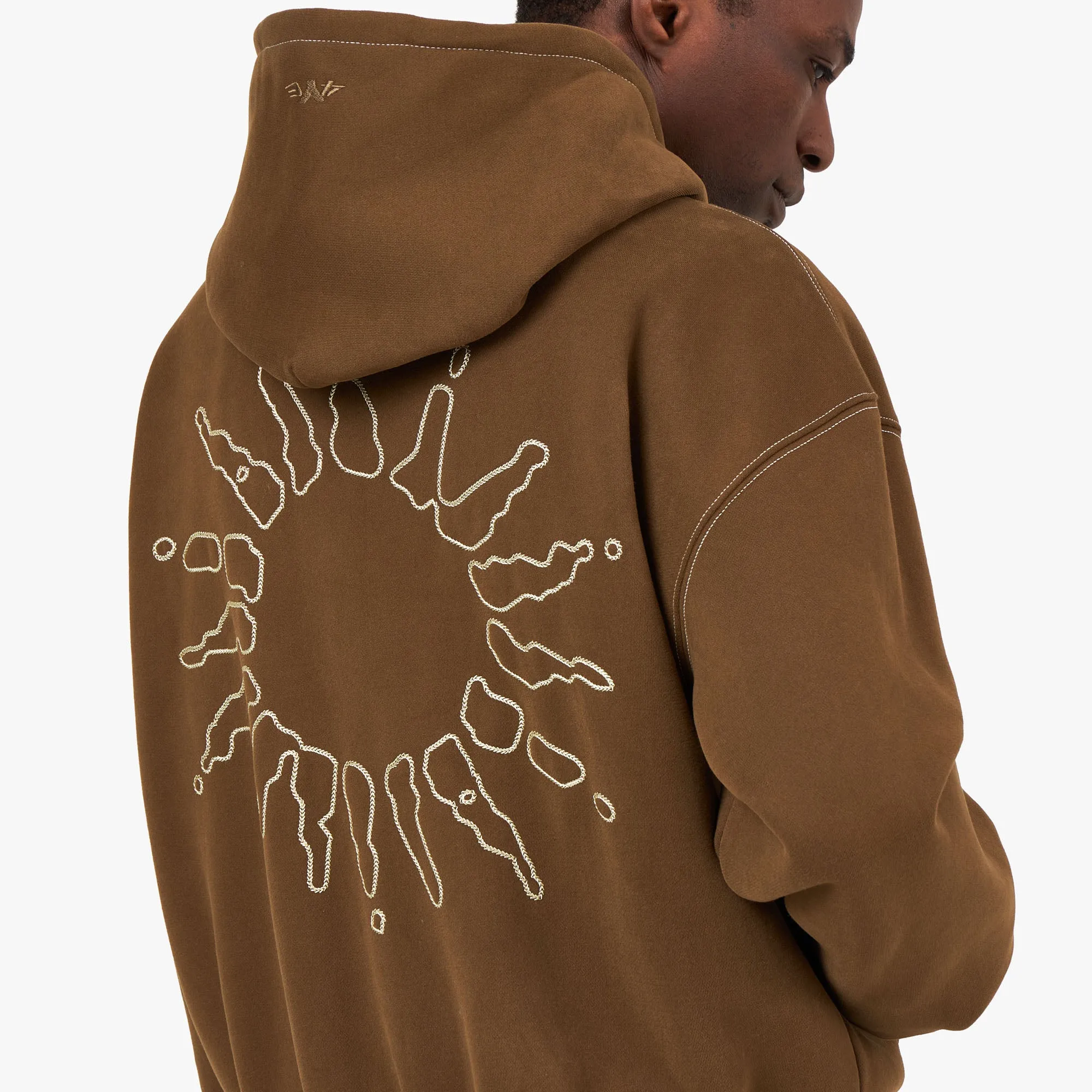 4YE Signature Logo Zip Hoodie Brown / Beige