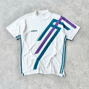 Adidas 1990s colour block embroidered t-shirt (L)