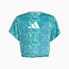 Adidas Aeroready Animal Print Kids T-shirt (7-14 Year) -Easy Green/Blue Fusion/White