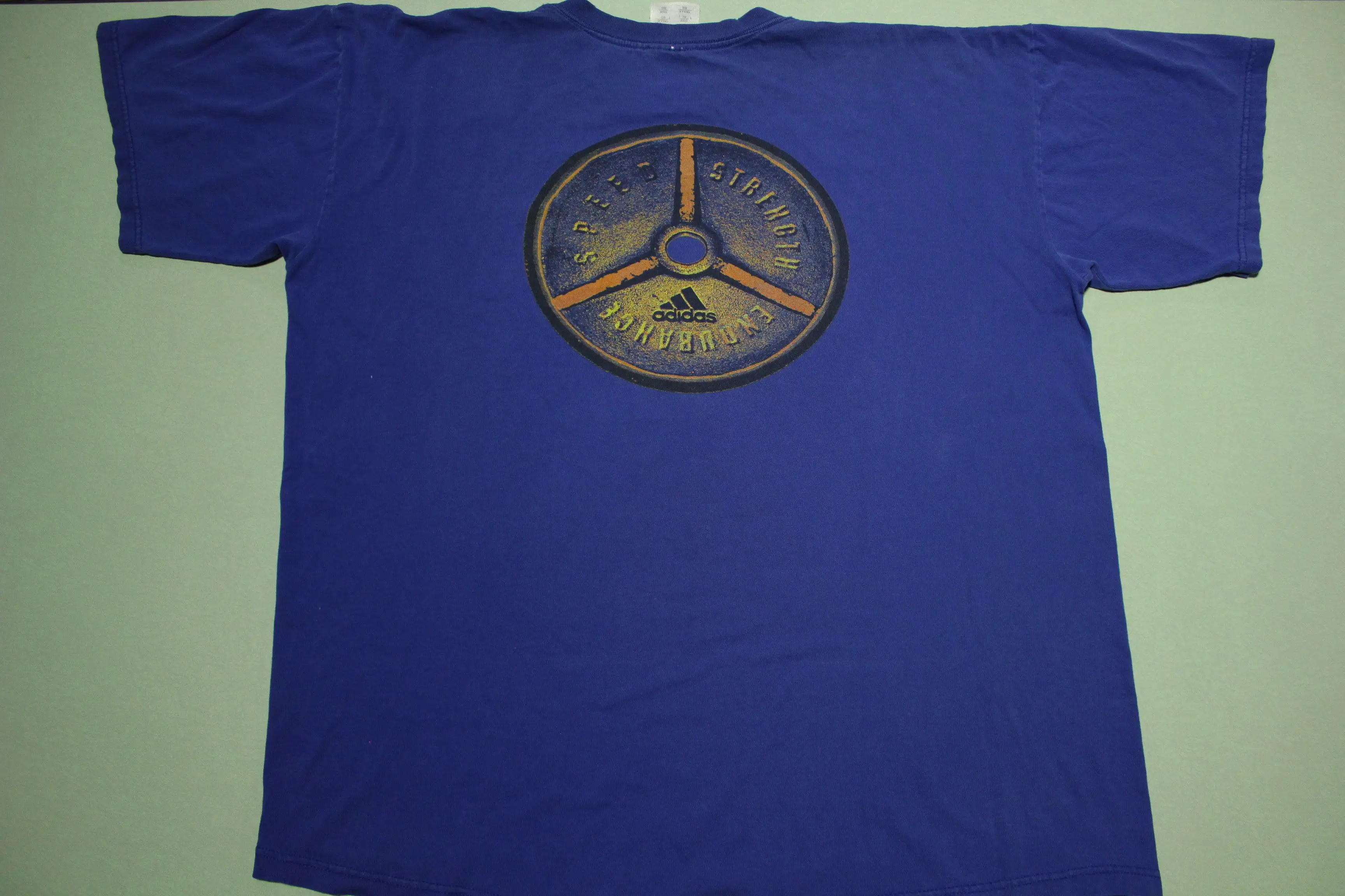 Adidas Endurance Strength Speed Vintage 90's Made in USA Dumbell T-Shirt