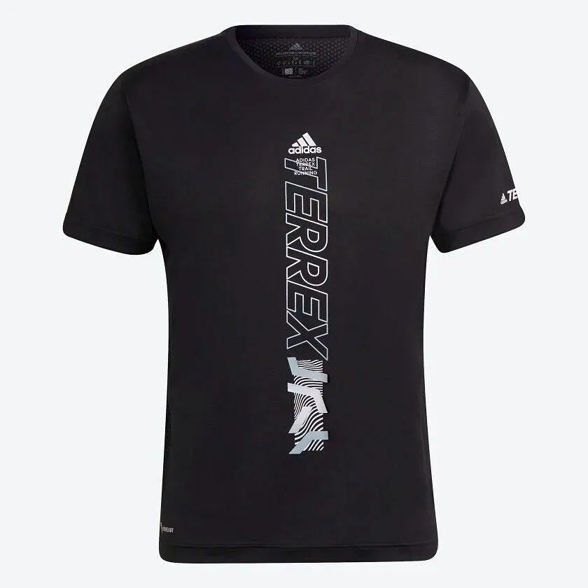 adidas Terrex Agravic Trail Running T-Shirt Mens Sustainable Black Lime White