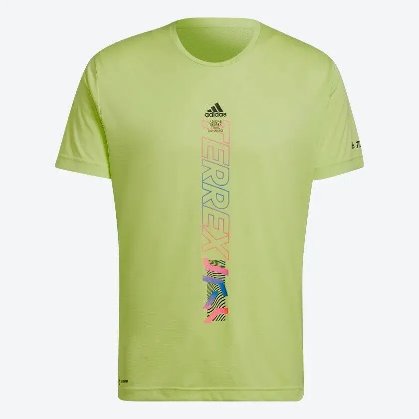 adidas Terrex Agravic Trail Running T-Shirt Mens Sustainable Black Lime White