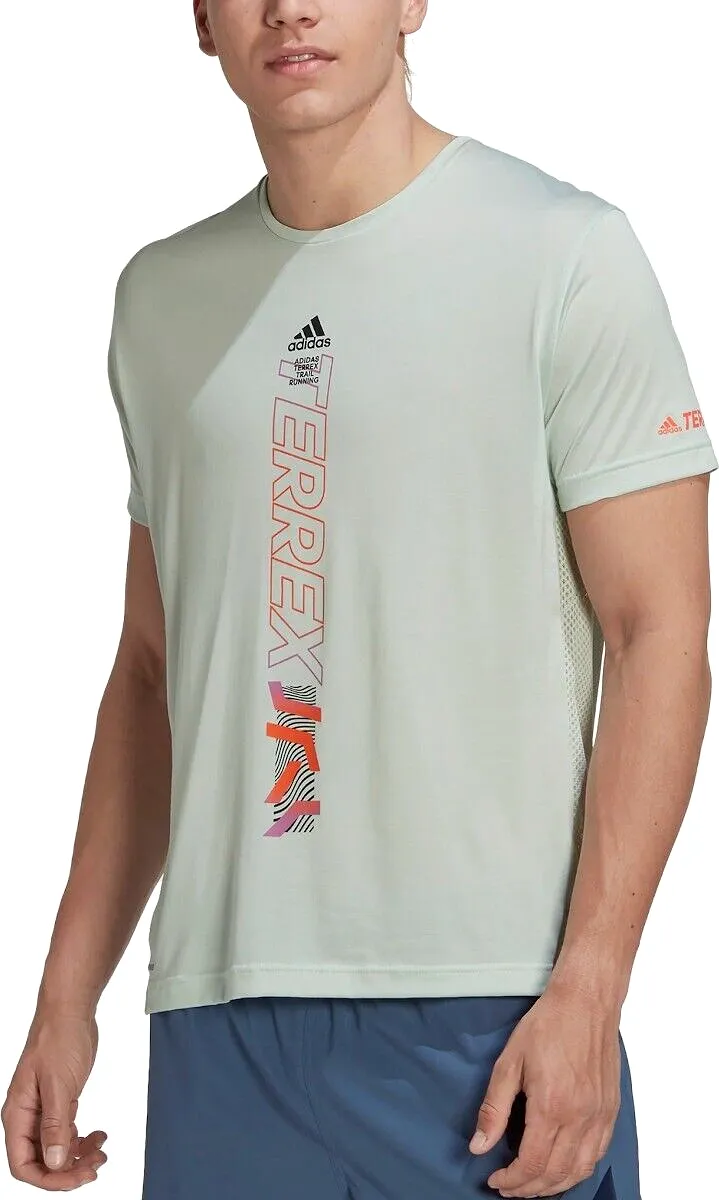 adidas Terrex Agravic Trail Running T-Shirt Mens Sustainable Black Lime White