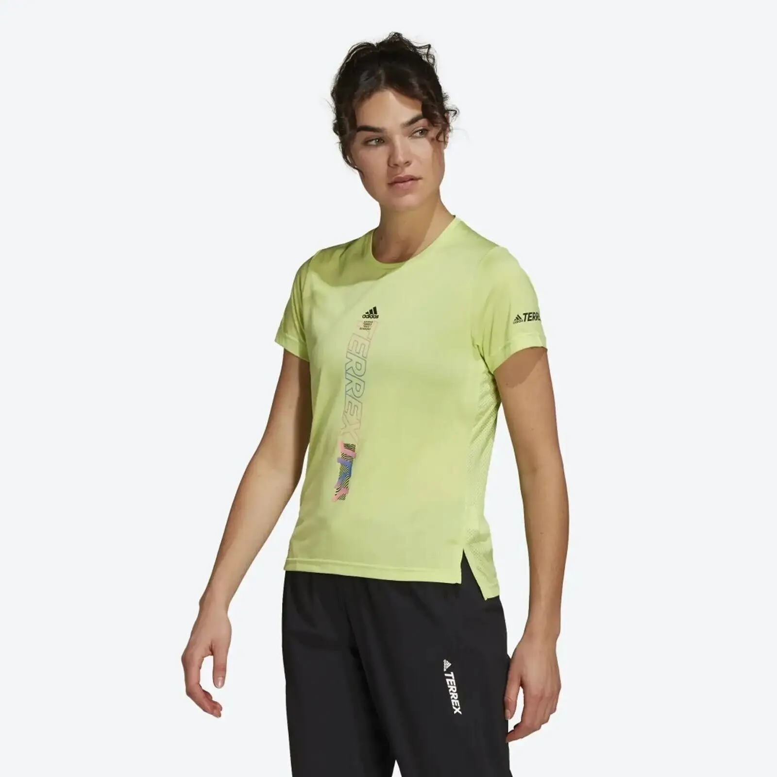 adidas Terrex Agravic Womens Trail Running T-Shirt Lime Breathable Top