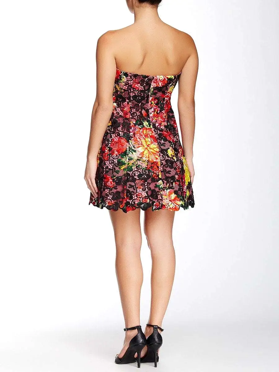 Adrianna Papell - Floral Print Lace Sleeveless Short Dress 41907160