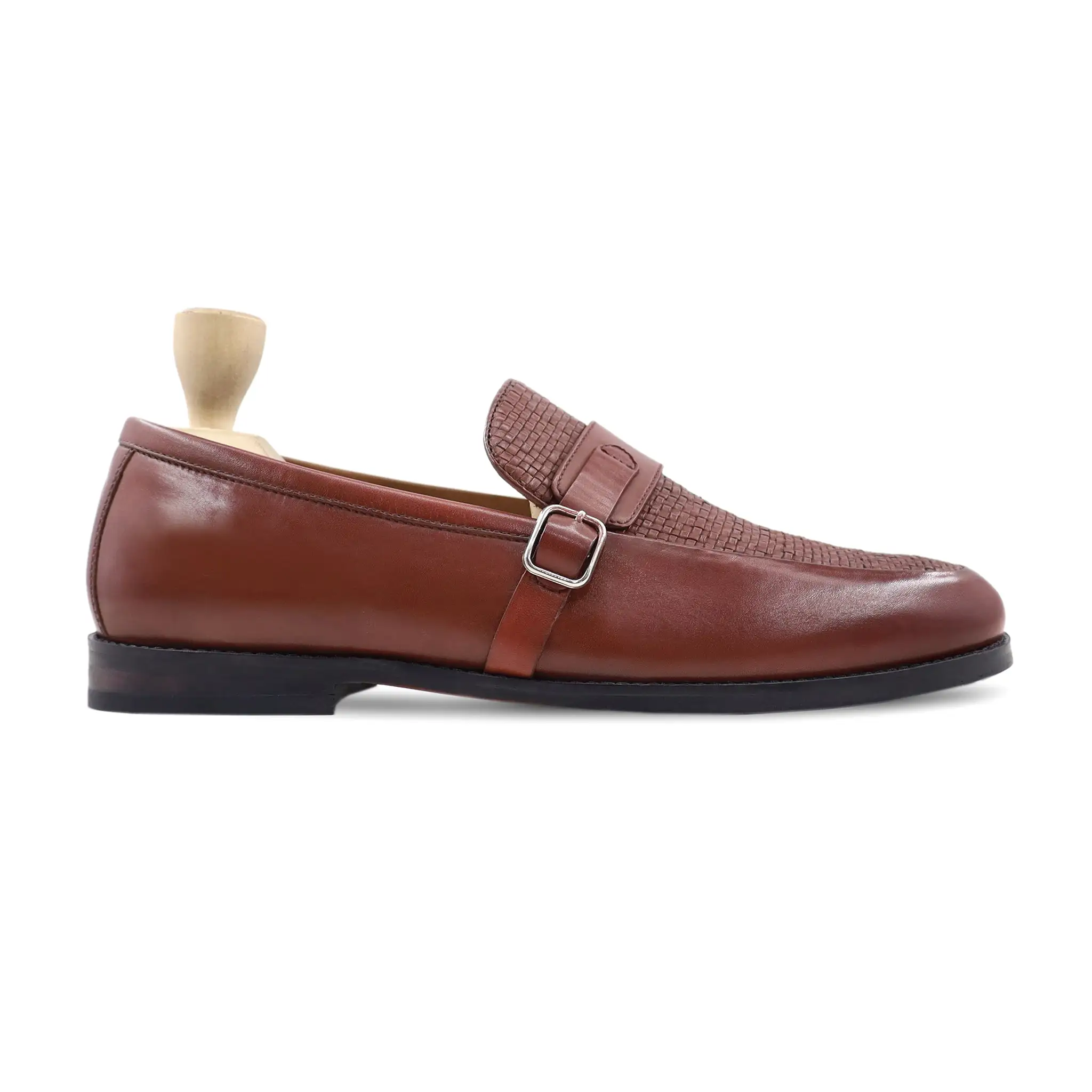 ALEM Alem - Men's Oxblood Calf and Hand Woven Leather Loafer