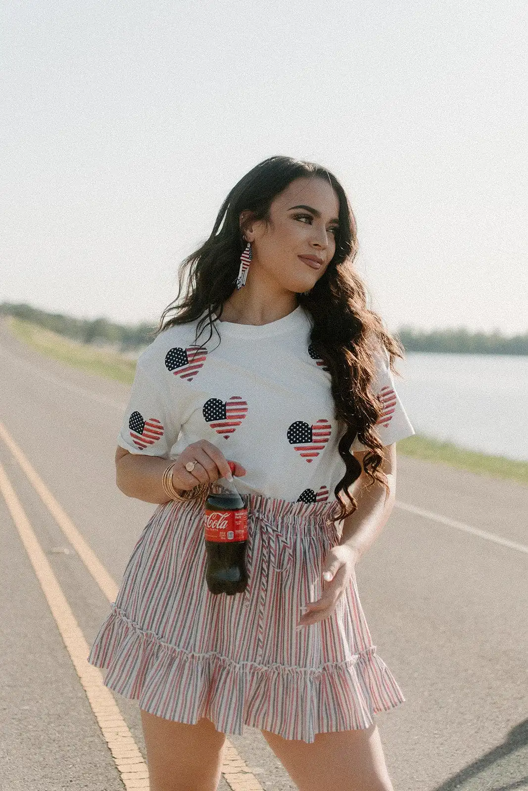 American Flag Heart Sequin Tee