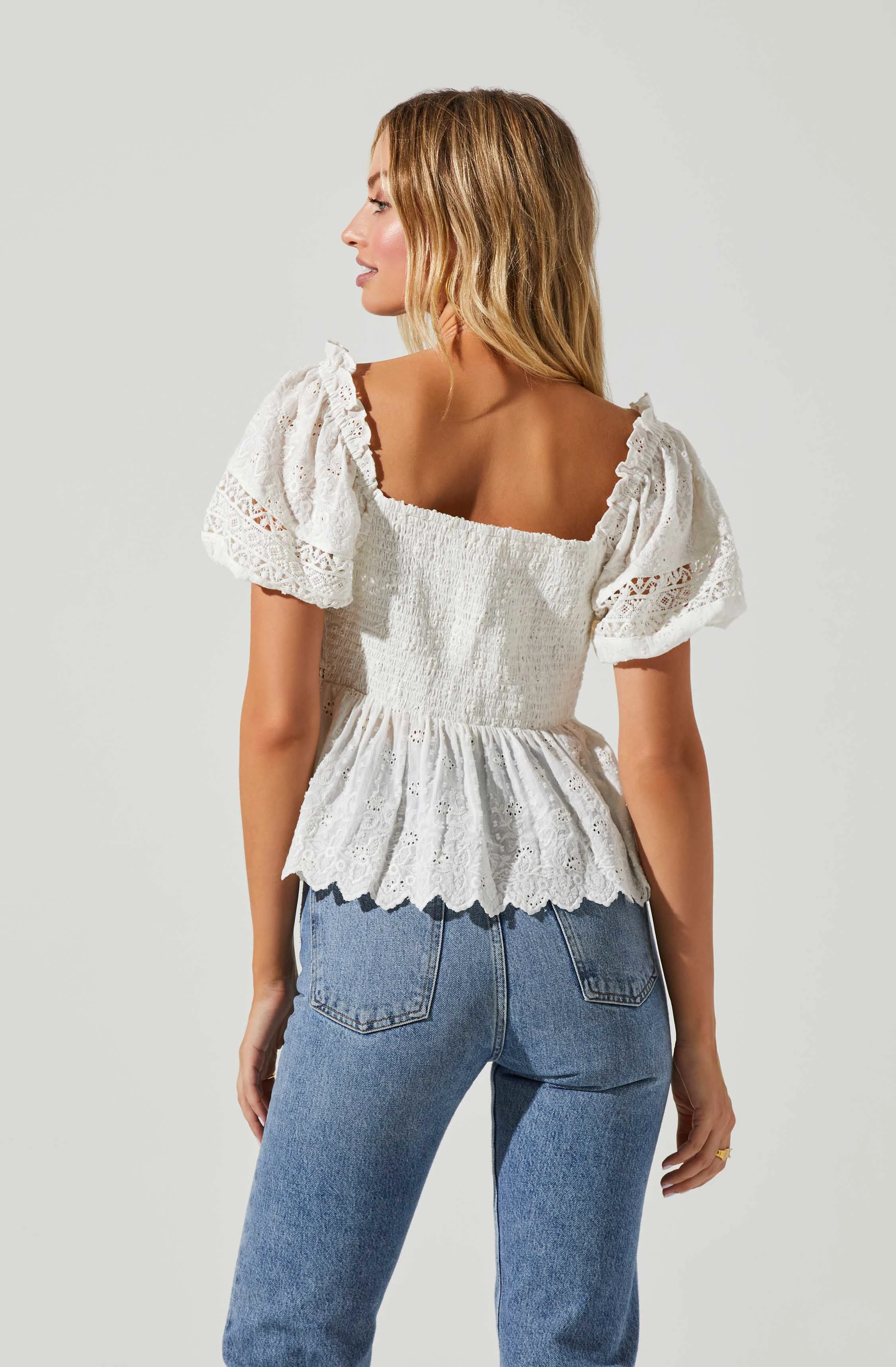 Amoura Eyelet Puff Sleeve Top