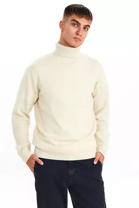 ANERKJENDT Aknico Solid Lambswool Roll Neck - Tofu