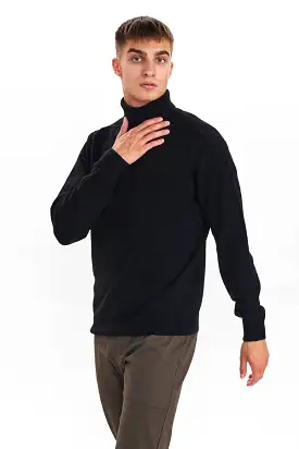 ANERKJENDT Aknico Solid Roll Neck - Caviar