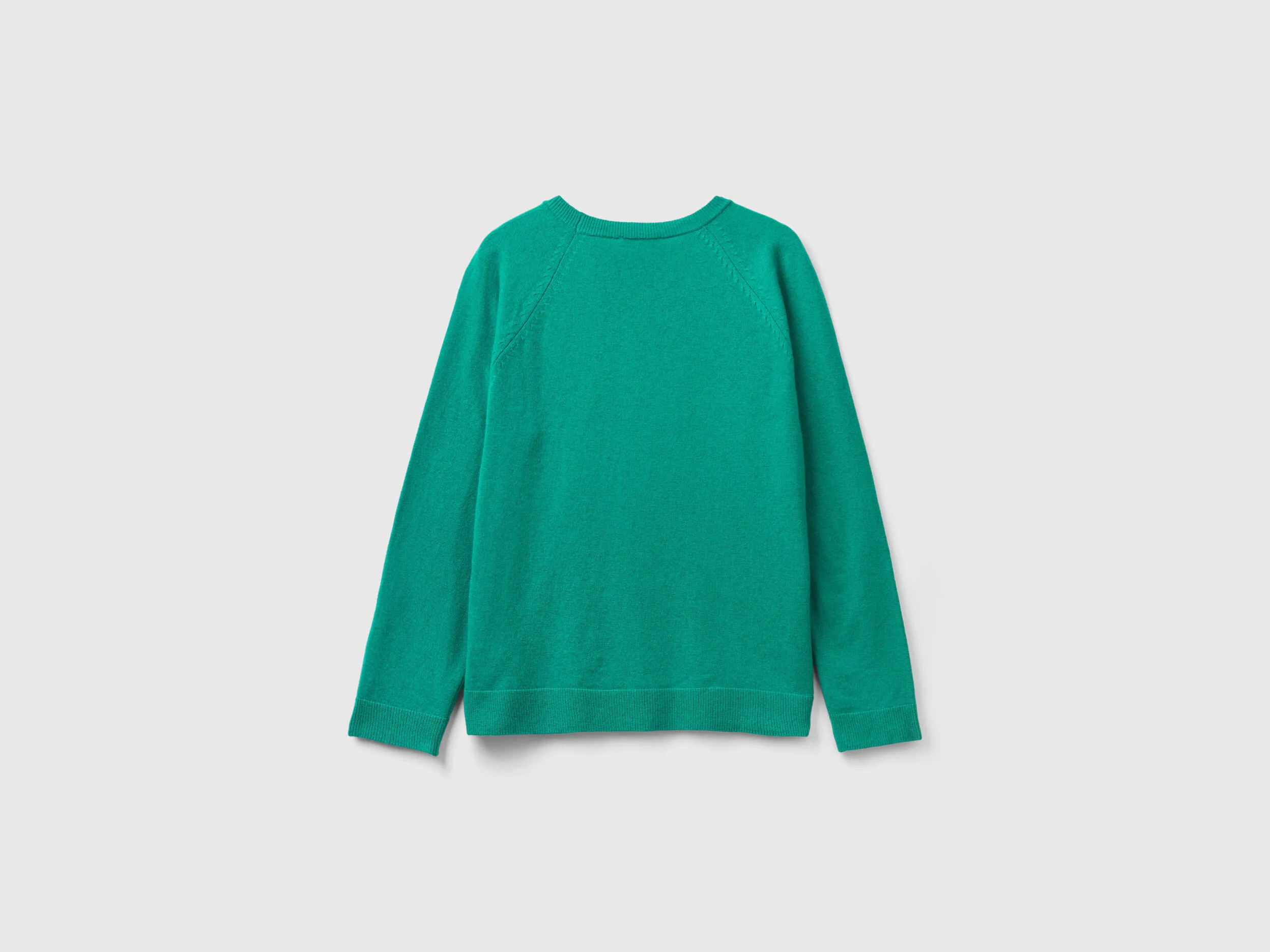 Aqua green crew neck sweater in wool and cashmere blend - Aqua | Benetton