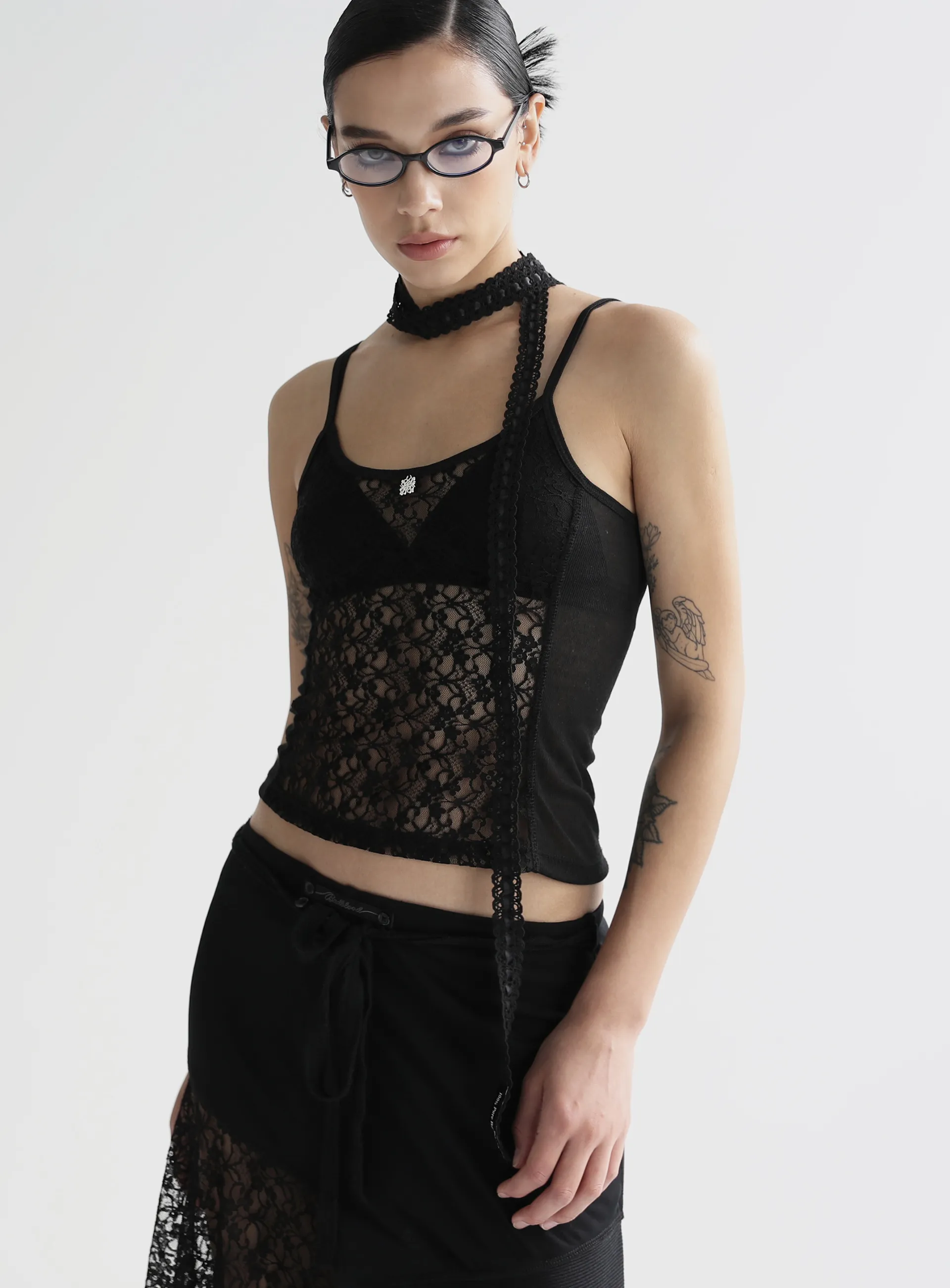 BADBLOOD  |Sleeveless Street Style Plain Lace Tanks & Camisoles