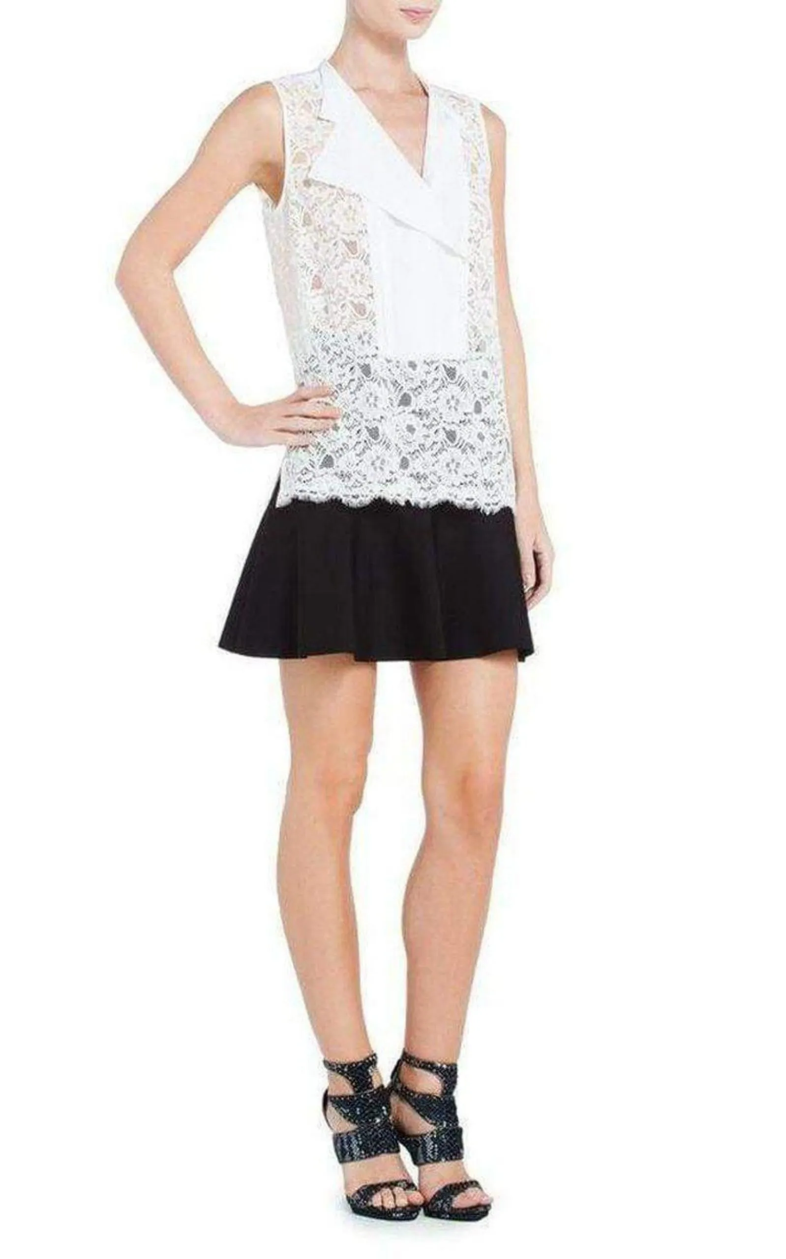 BCBG MAXAZRIA  |Layne Sleeveless Lace Top