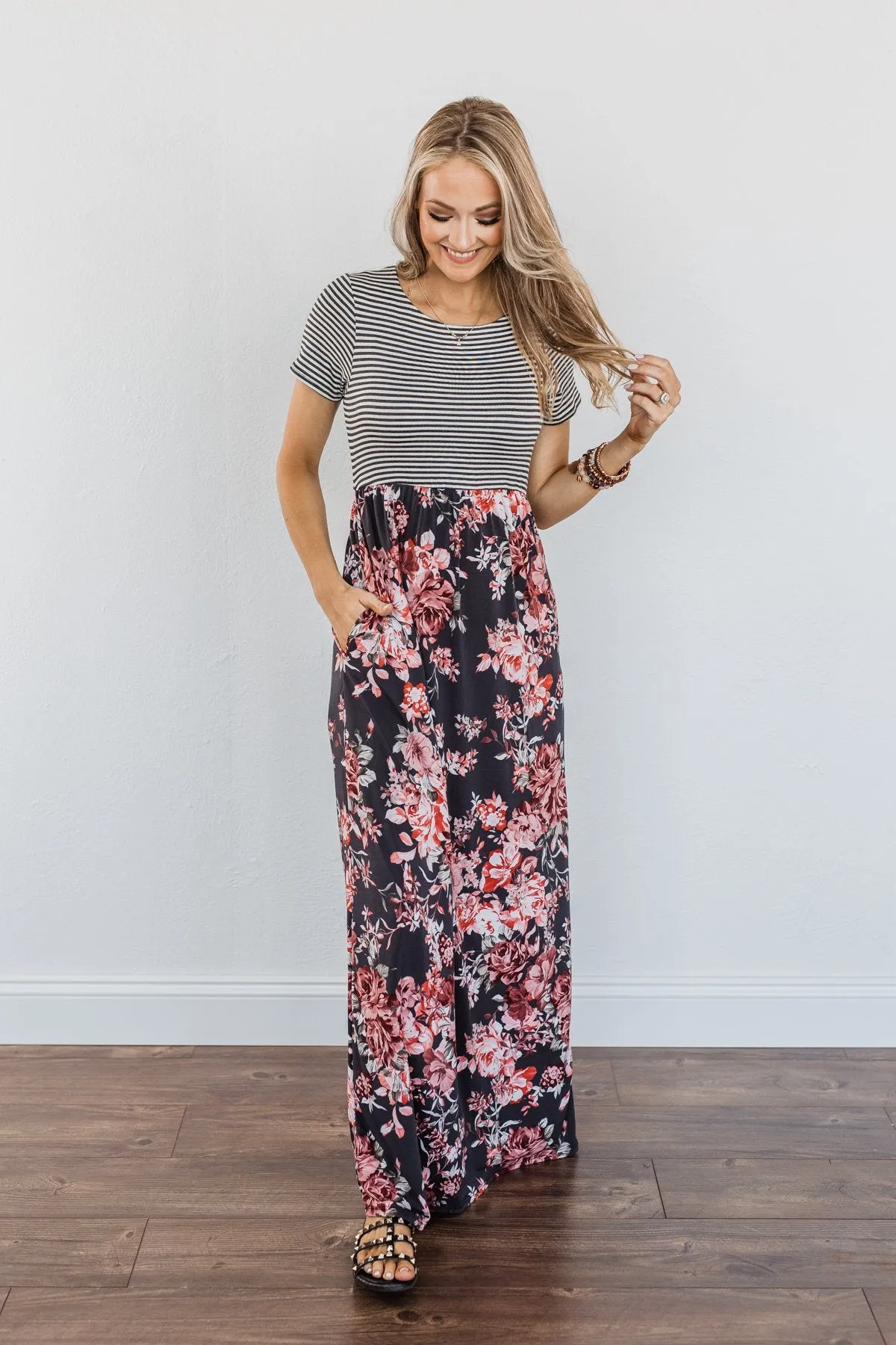 Beautiful As A Moonbeam Floral Maxi Dress- Ivory & Mauve