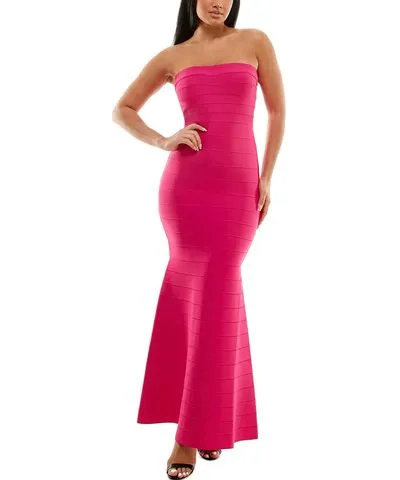 bebe Womens Knit Strapless Maxi Dress