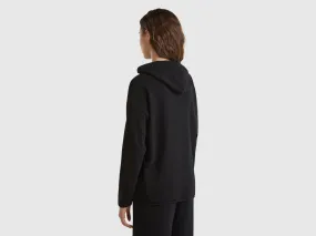 Black sweater in cashmere blend with hood - Black | Benetton