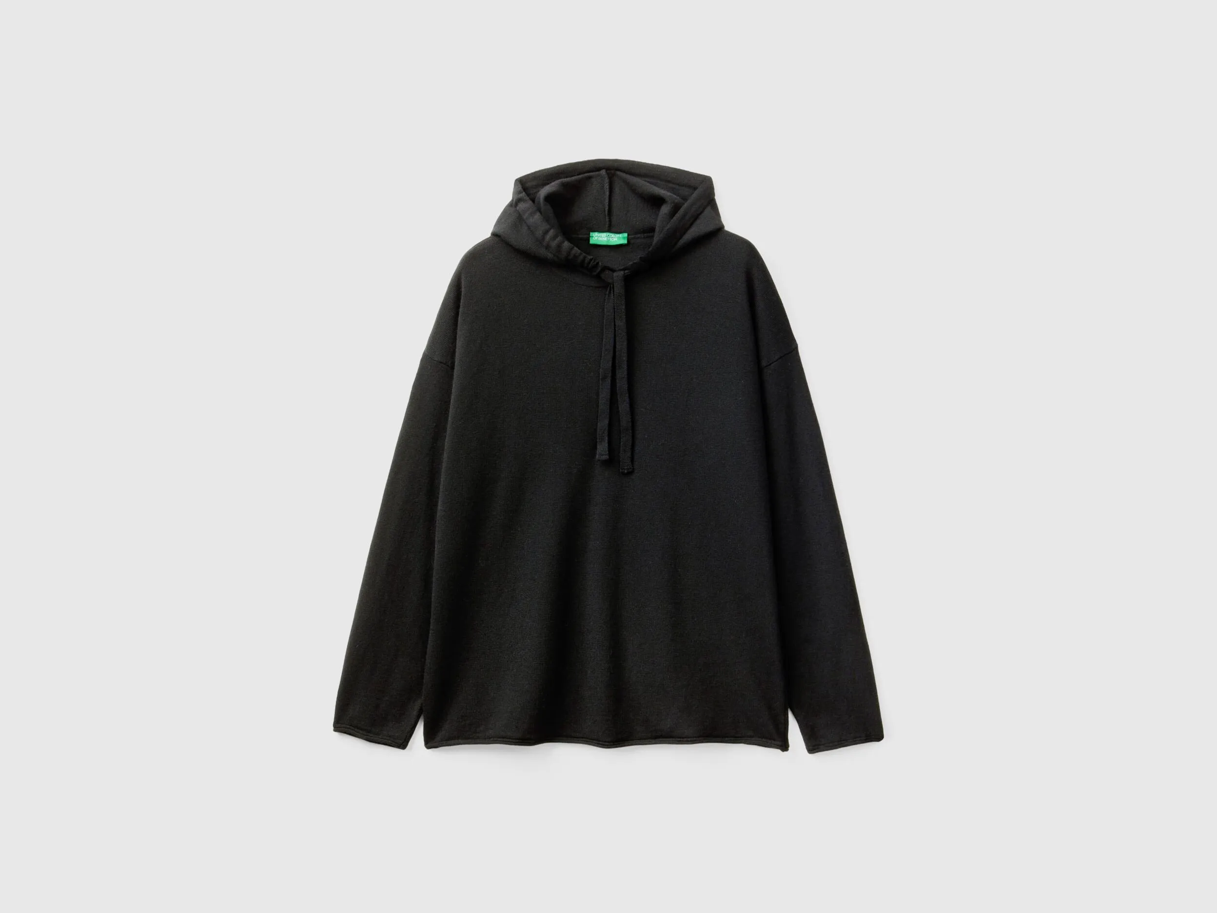 Black sweater in cashmere blend with hood - Black | Benetton