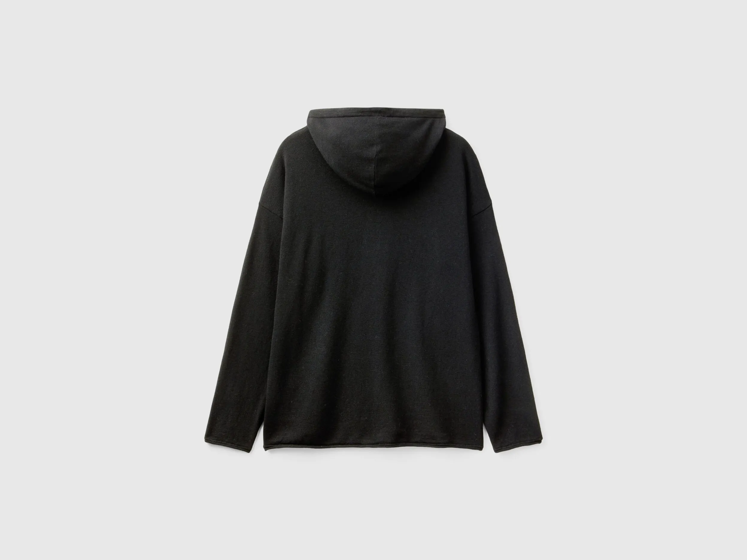 Black sweater in cashmere blend with hood - Black | Benetton