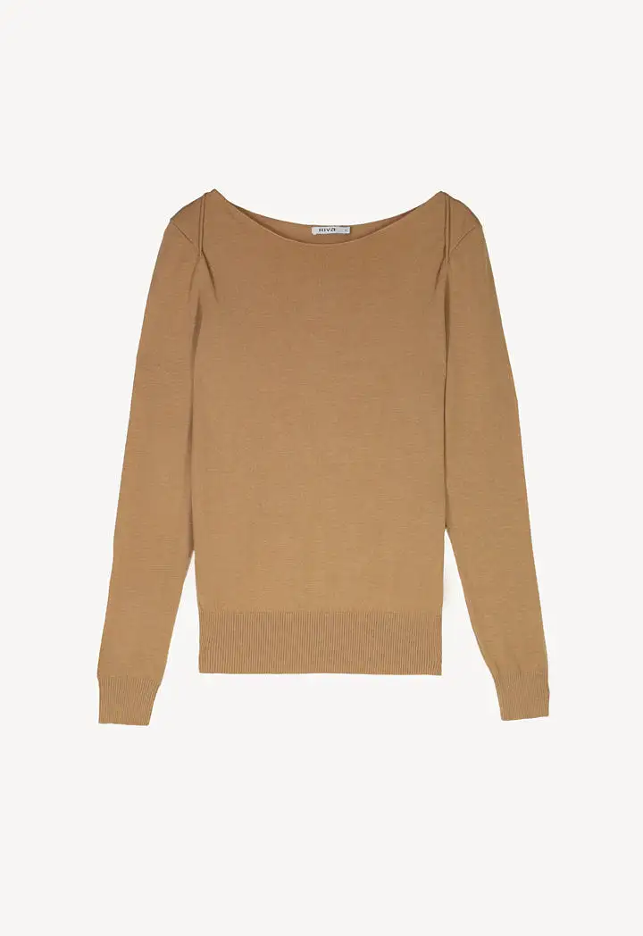 Boat Neck Solid Basic Knitwear