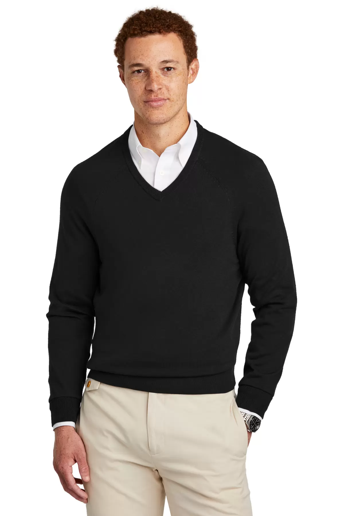 Brooks Brothers BB18400  Cotton Stretch V-Neck Sweater SKU: BB18400