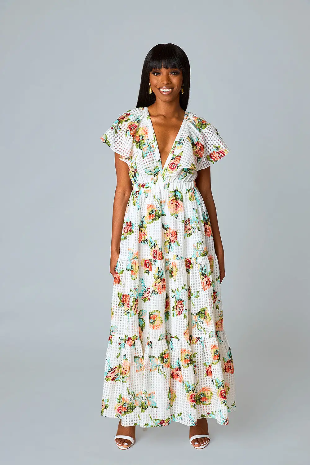 BuddyLove | CECE FLUTTER SLEEVE MAXI DRESS - SCOTTISH ROSE