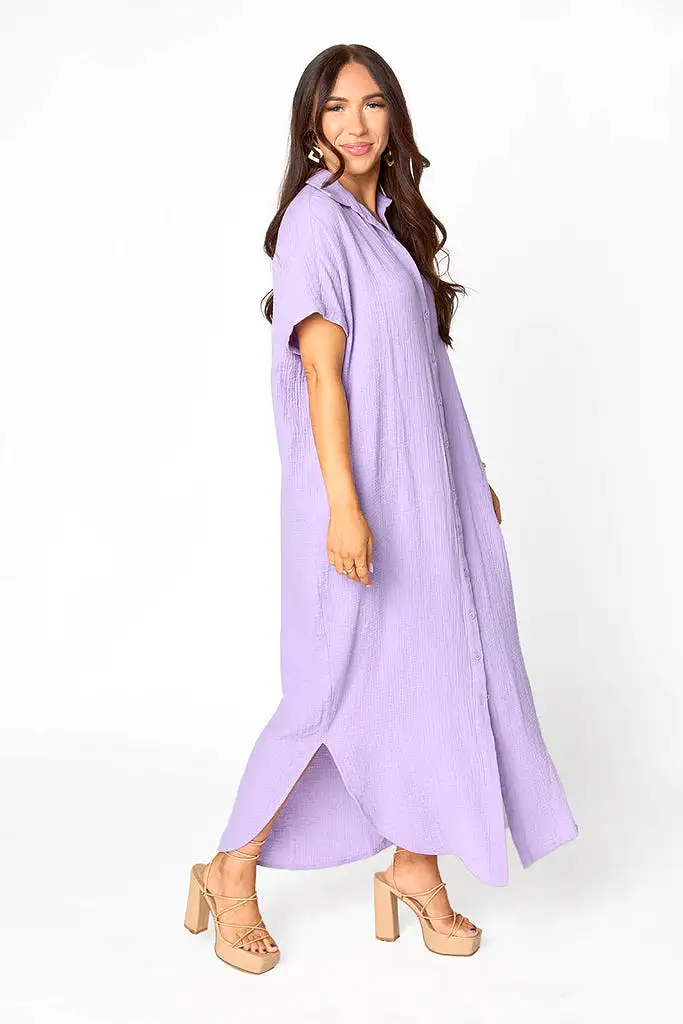 BUDDYLOVE CARMEN COVER UP MAXI DRESS - LAVENDER