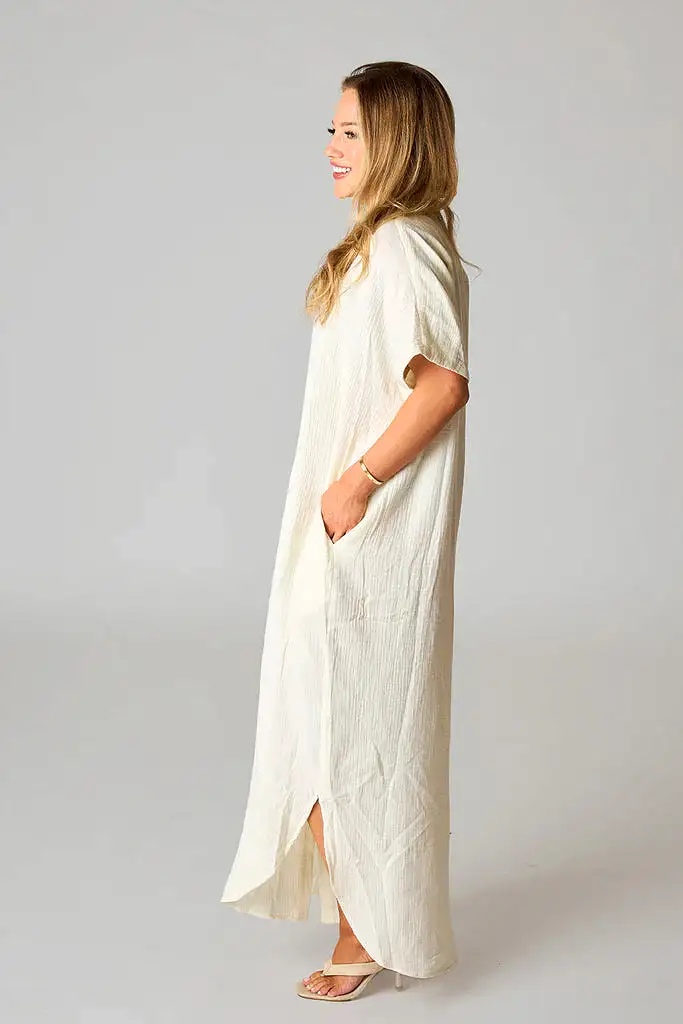 BUDDYLOVE CARMEN COVER UP MAXI DRESS - VANILLA