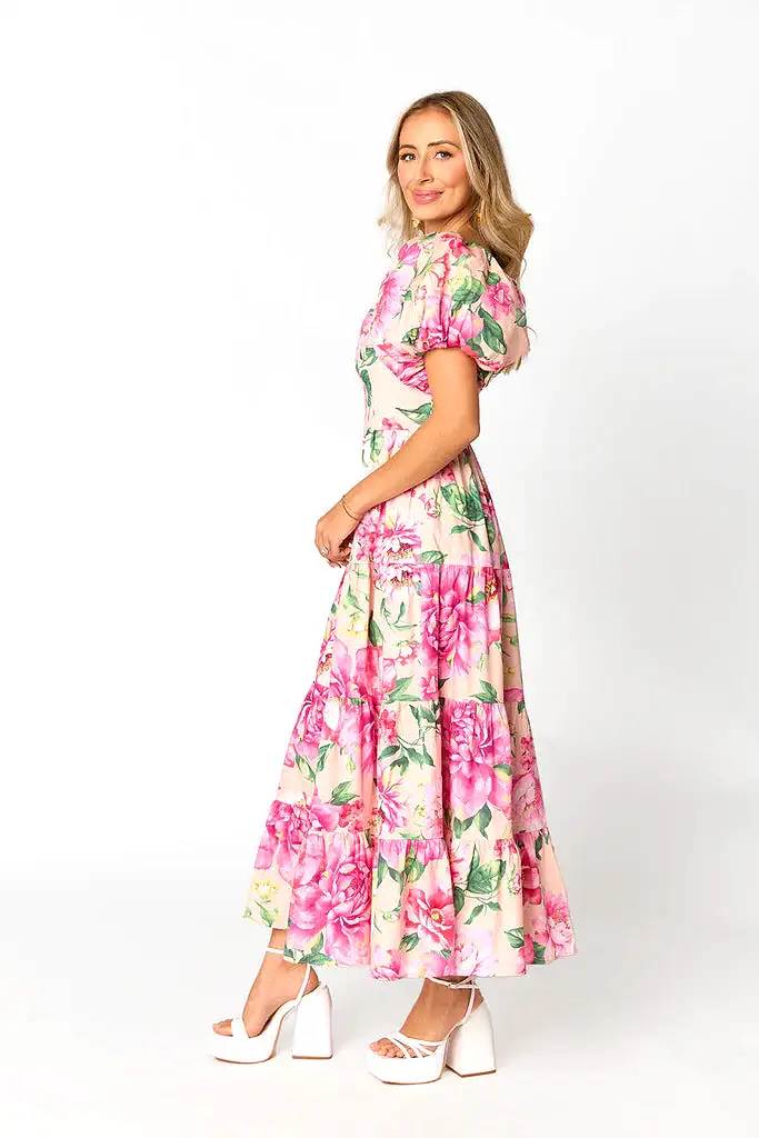 BUDDYLOVE JUNO PUFF SLEEVE MAXI DRESS - EXPLORER