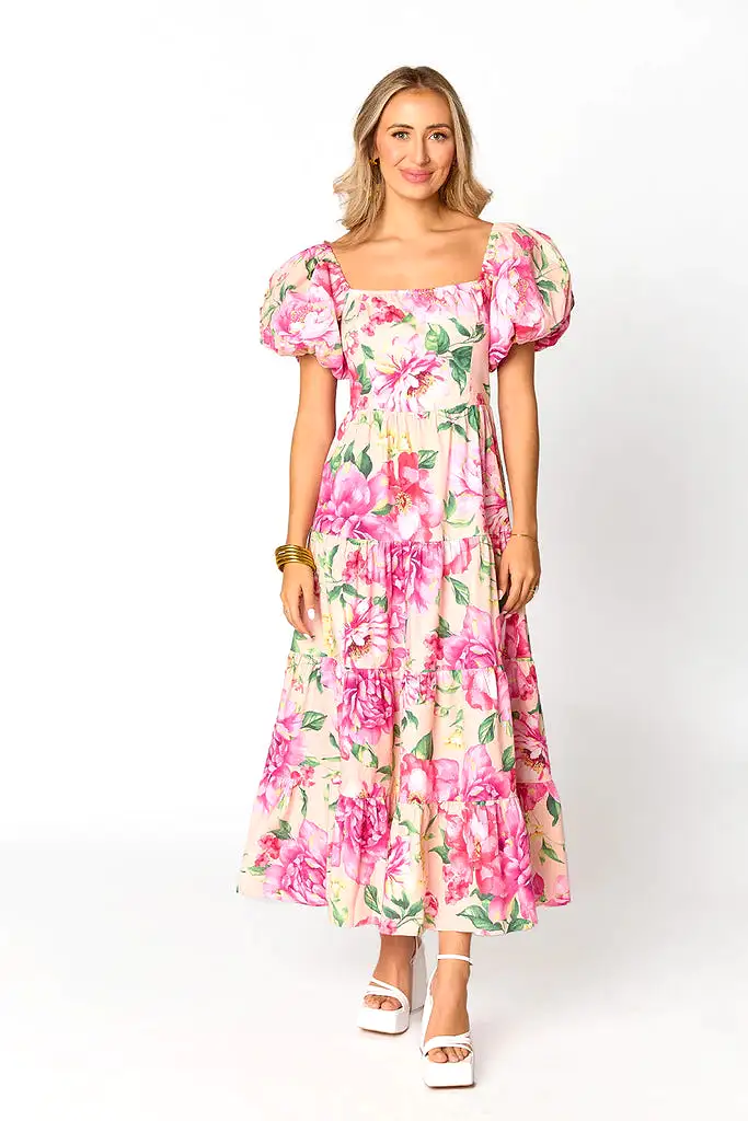 BUDDYLOVE JUNO PUFF SLEEVE MAXI DRESS - EXPLORER