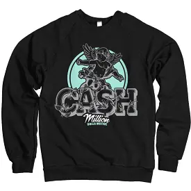 Cash Angel Cherub - Island Green on Black Crewneck Sweatshirt