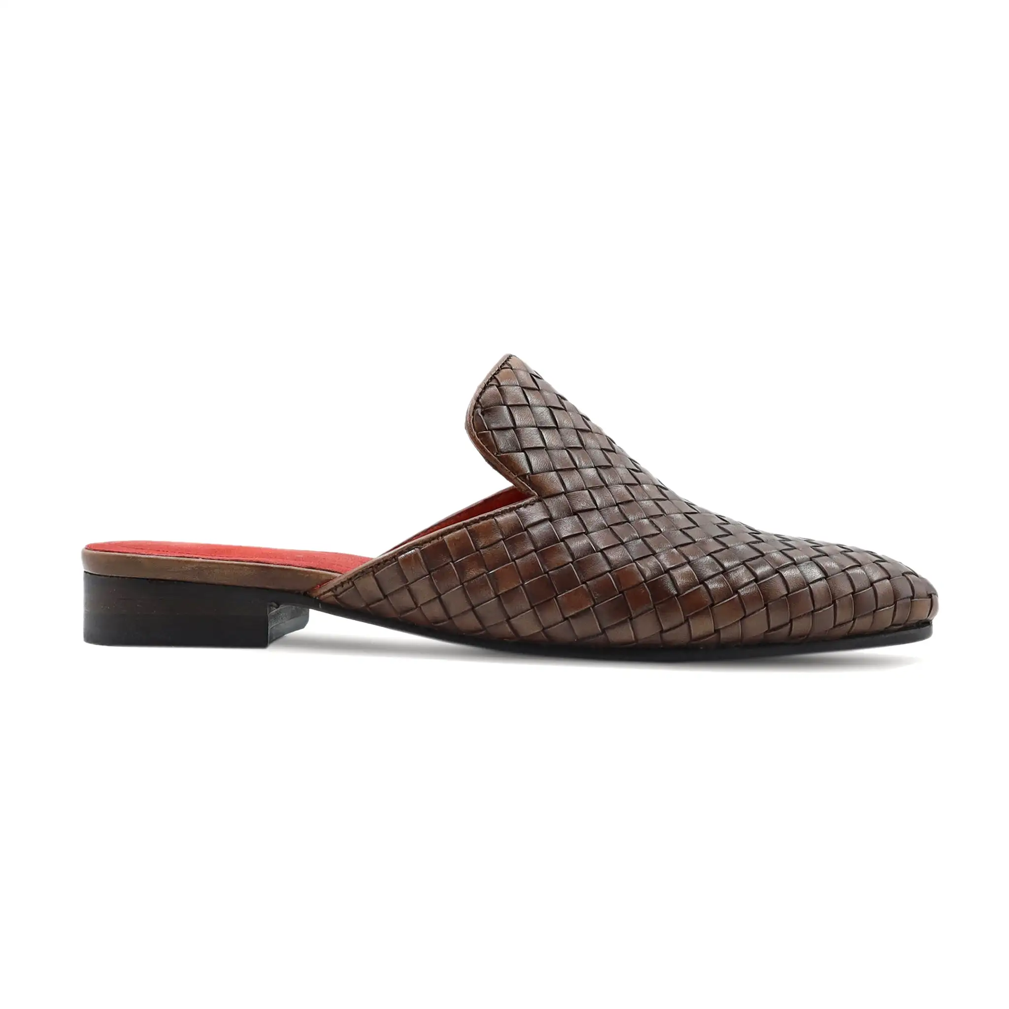 Chicito - Men's Dark Brown Hand Woven Leather Slipper