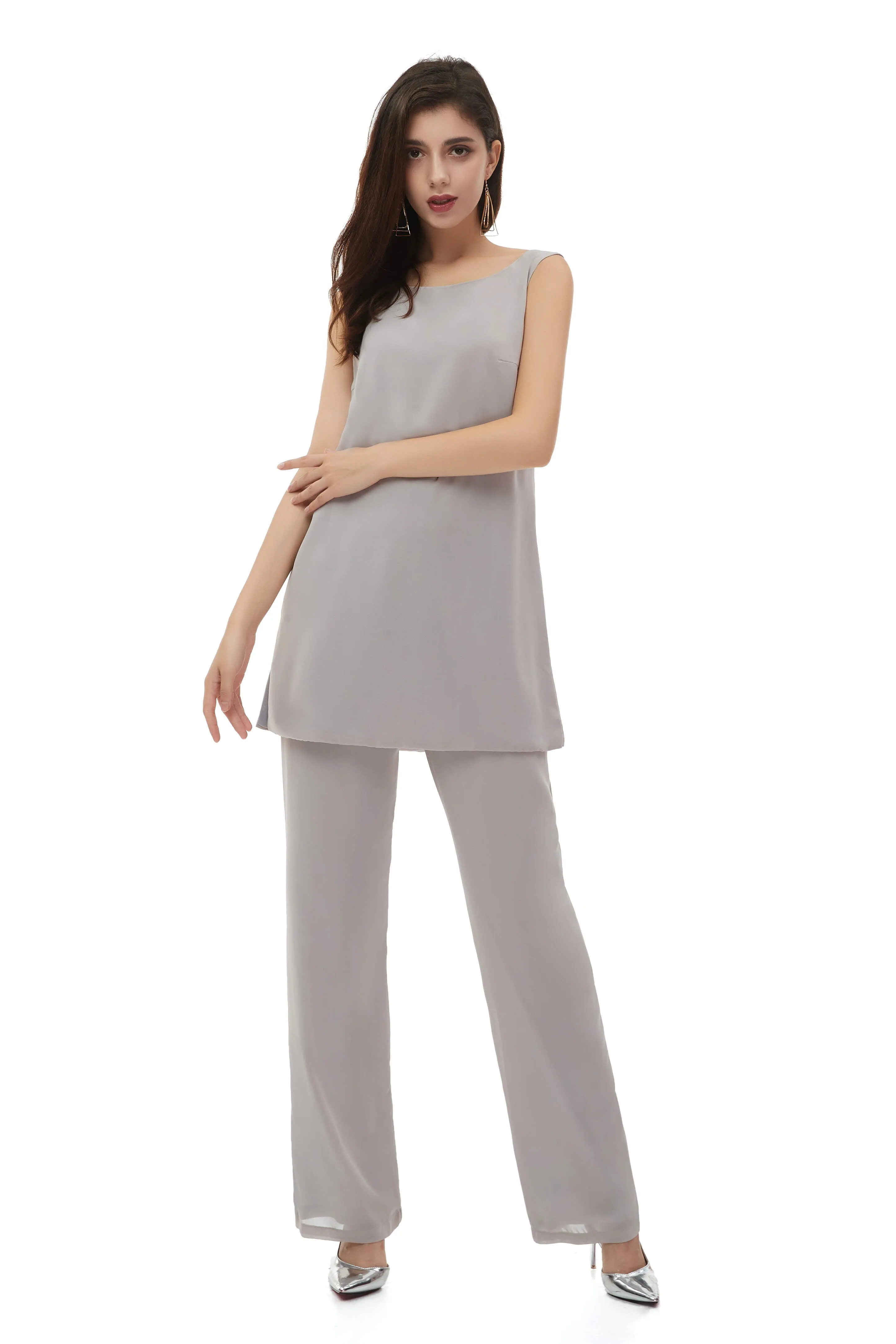 Chiffon Pant Suits Plus Size with Jacket Mother of The Bride Dresses