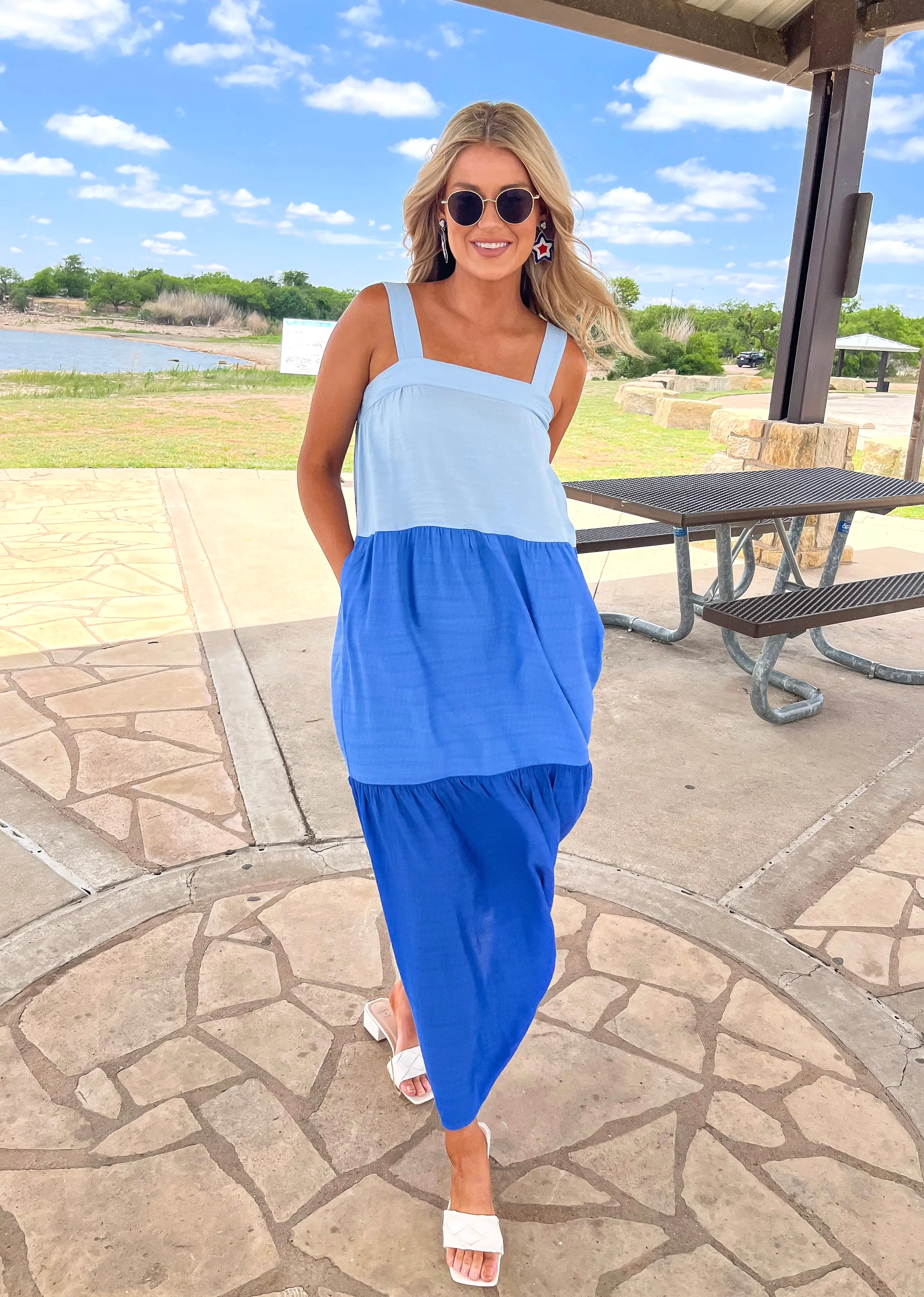 Color Block Tiered Maxi Dress