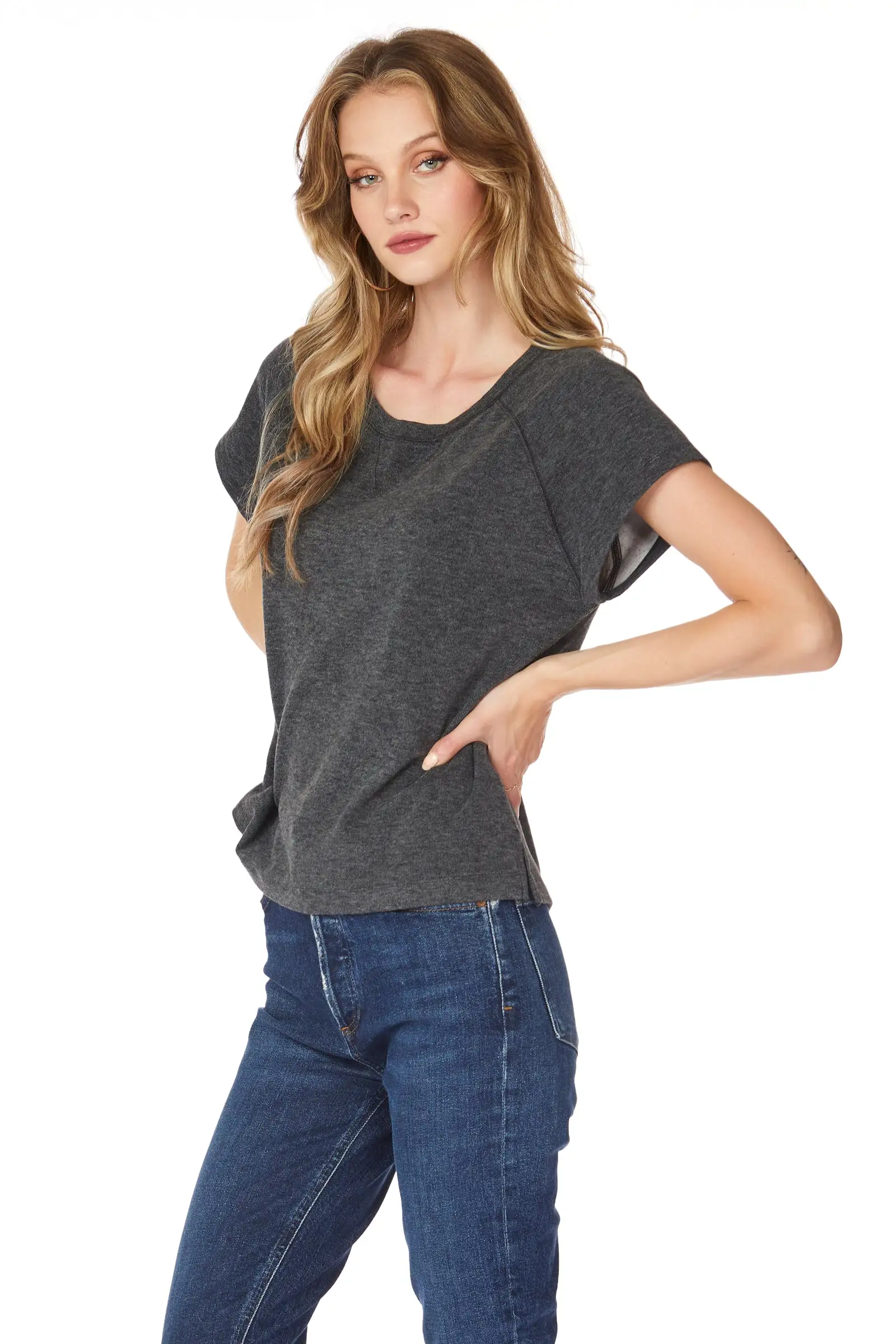 COZY SHORT SLEEVE RAGLAN TOP