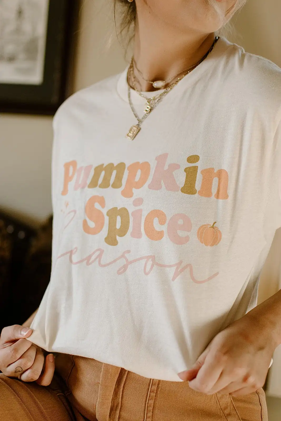 Cream Pumpkin Spice Retro Tee