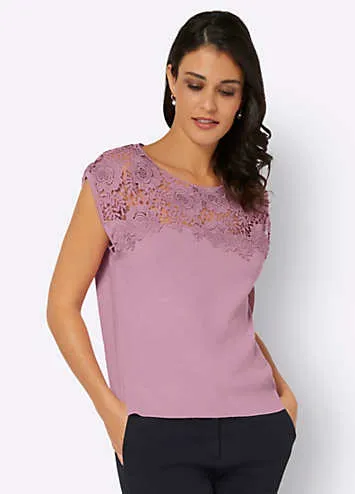 Creation L Lace Trim Sleeveless Top | Grattan