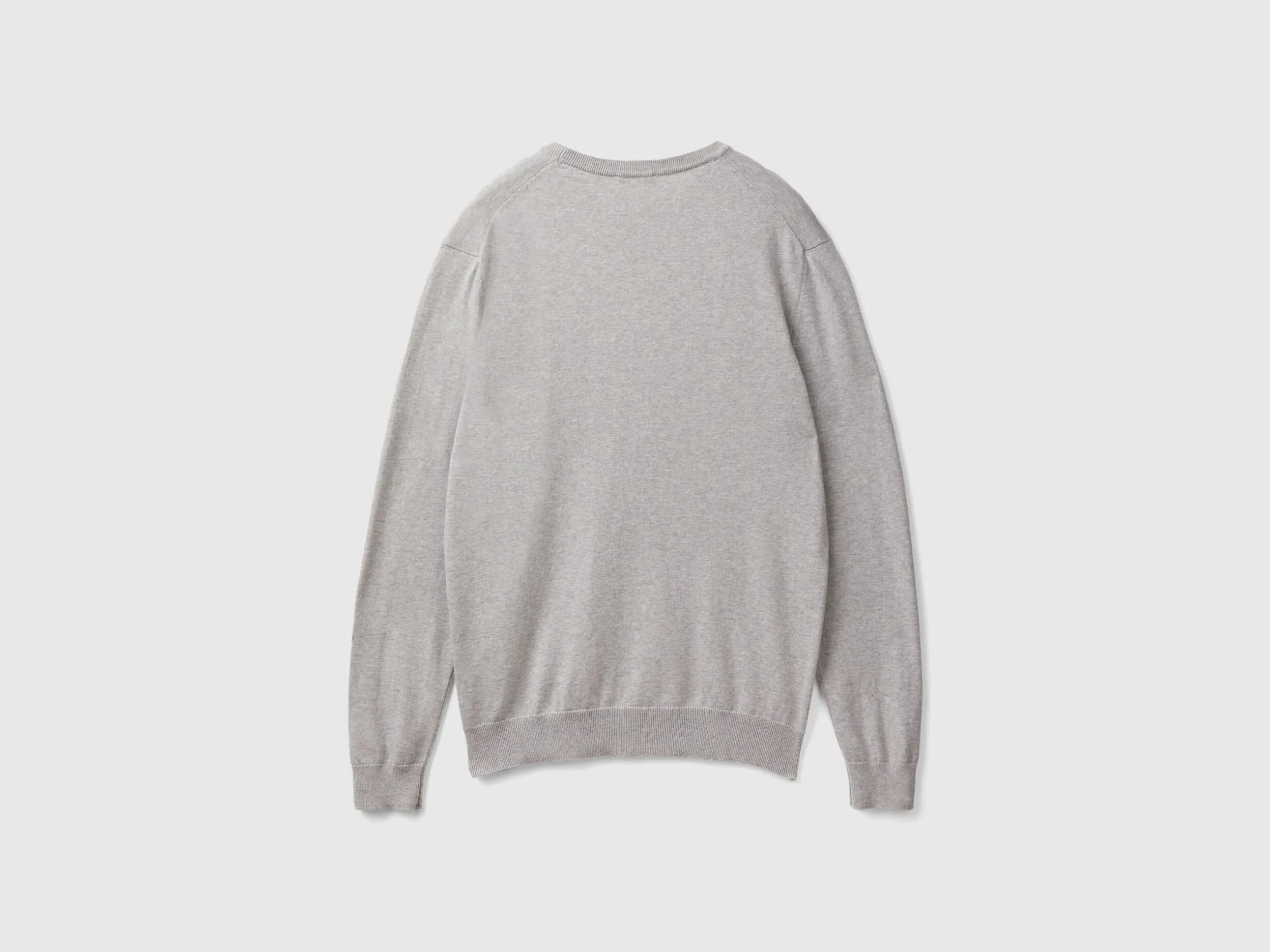 Crew neck sweater in 100% cotton - Light Gray | Benetton