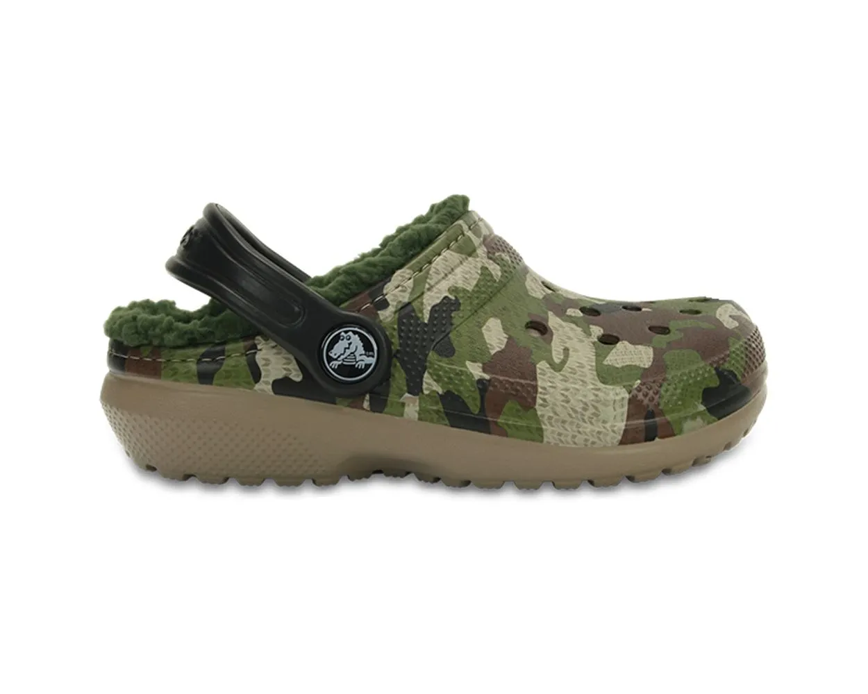 Crocs Classic Lined Kids Graphic Clog - Green Camo