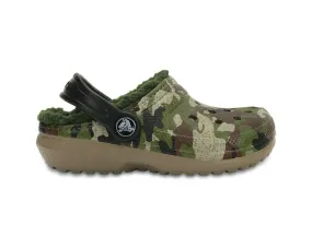 Crocs Classic Lined Kids Graphic Clog - Green Camo