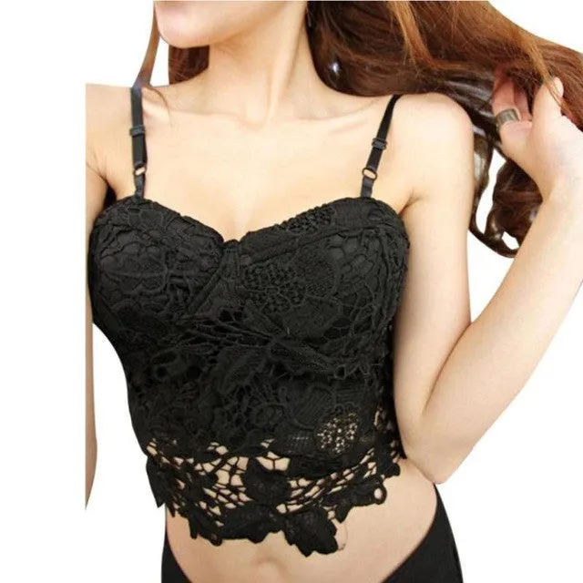 Crop Top Women  Women Sling Tank Top For Women Lace Sleeveless Camis Female Black White #23 SM6