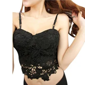 Crop Top Women  Women Sling Tank Top For Women Lace Sleeveless Camis Female Black White #23 SM6