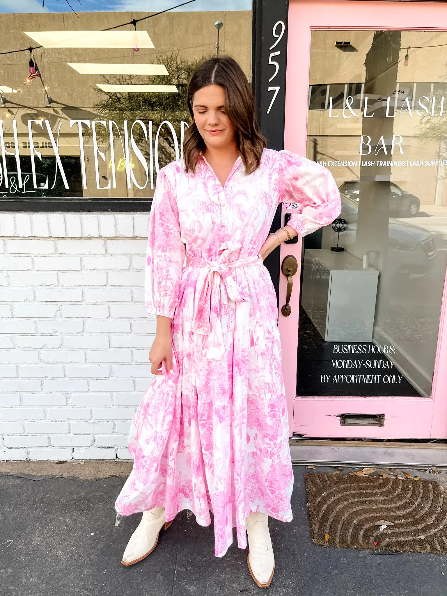 Darlington Isles Pink Toile Grandmillennial Maxi Dress