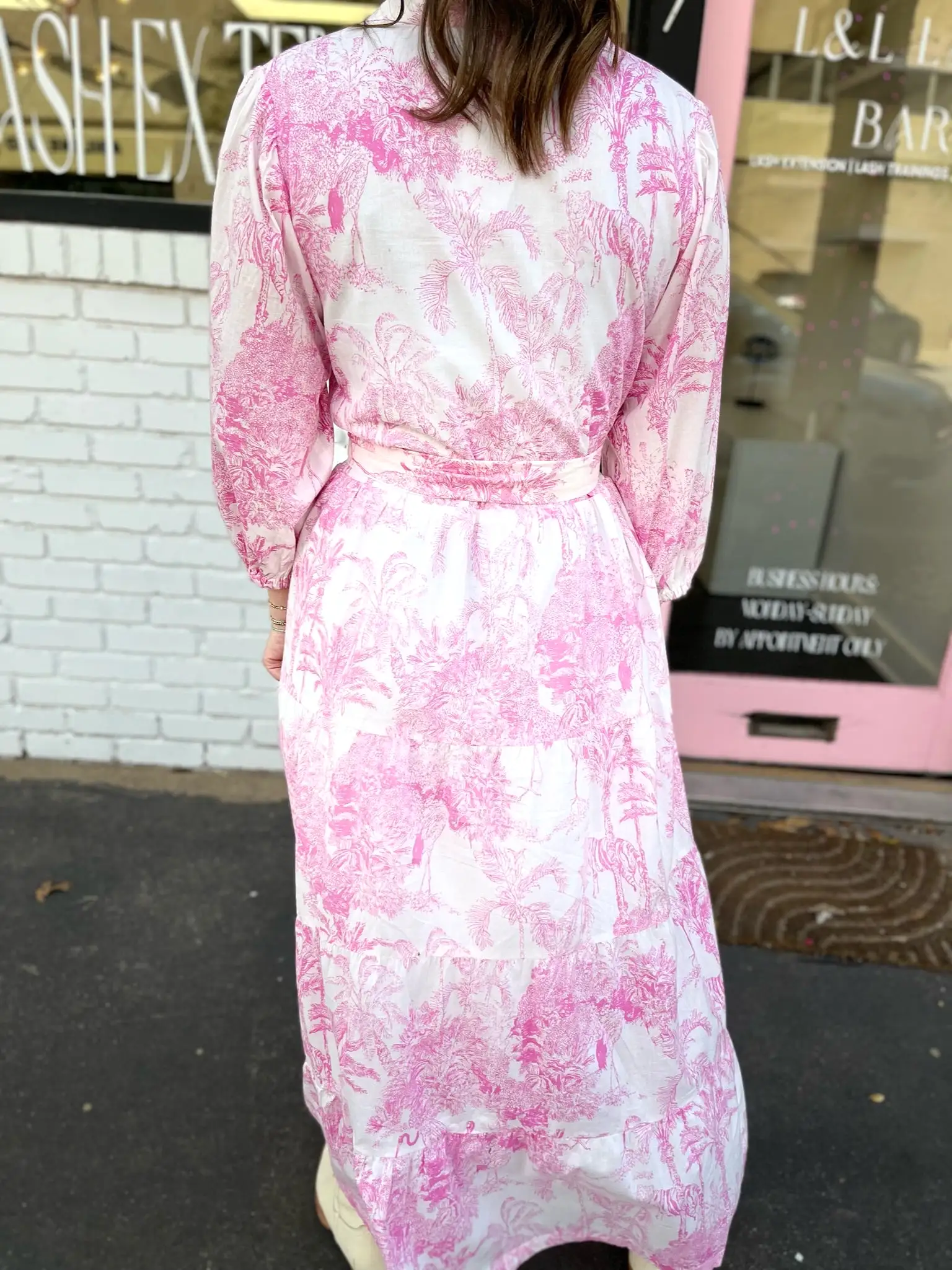 Darlington Isles Pink Toile Grandmillennial Maxi Dress