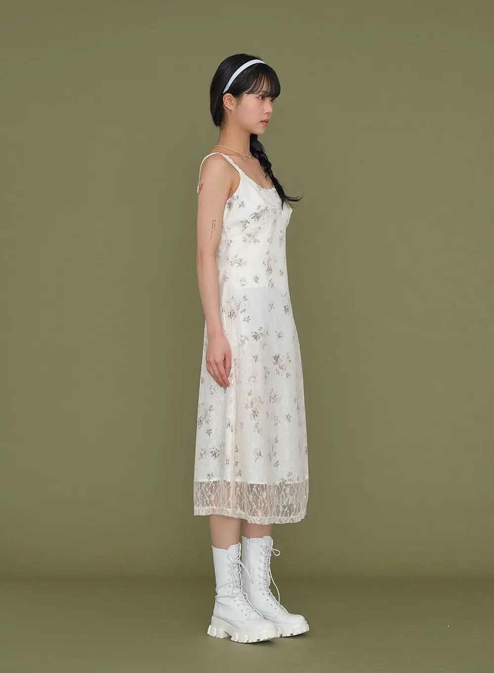 Double Flower Lace Maxi Sleeveless Dress