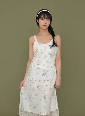 Double Flower Lace Maxi Sleeveless Dress