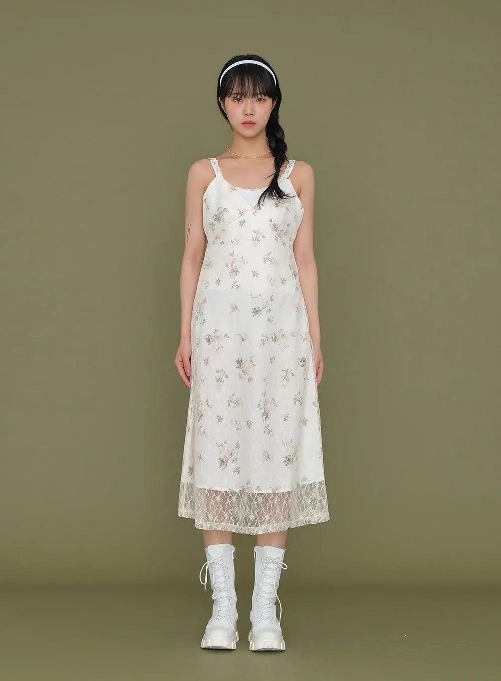 Double Flower Lace Maxi Sleeveless Dress