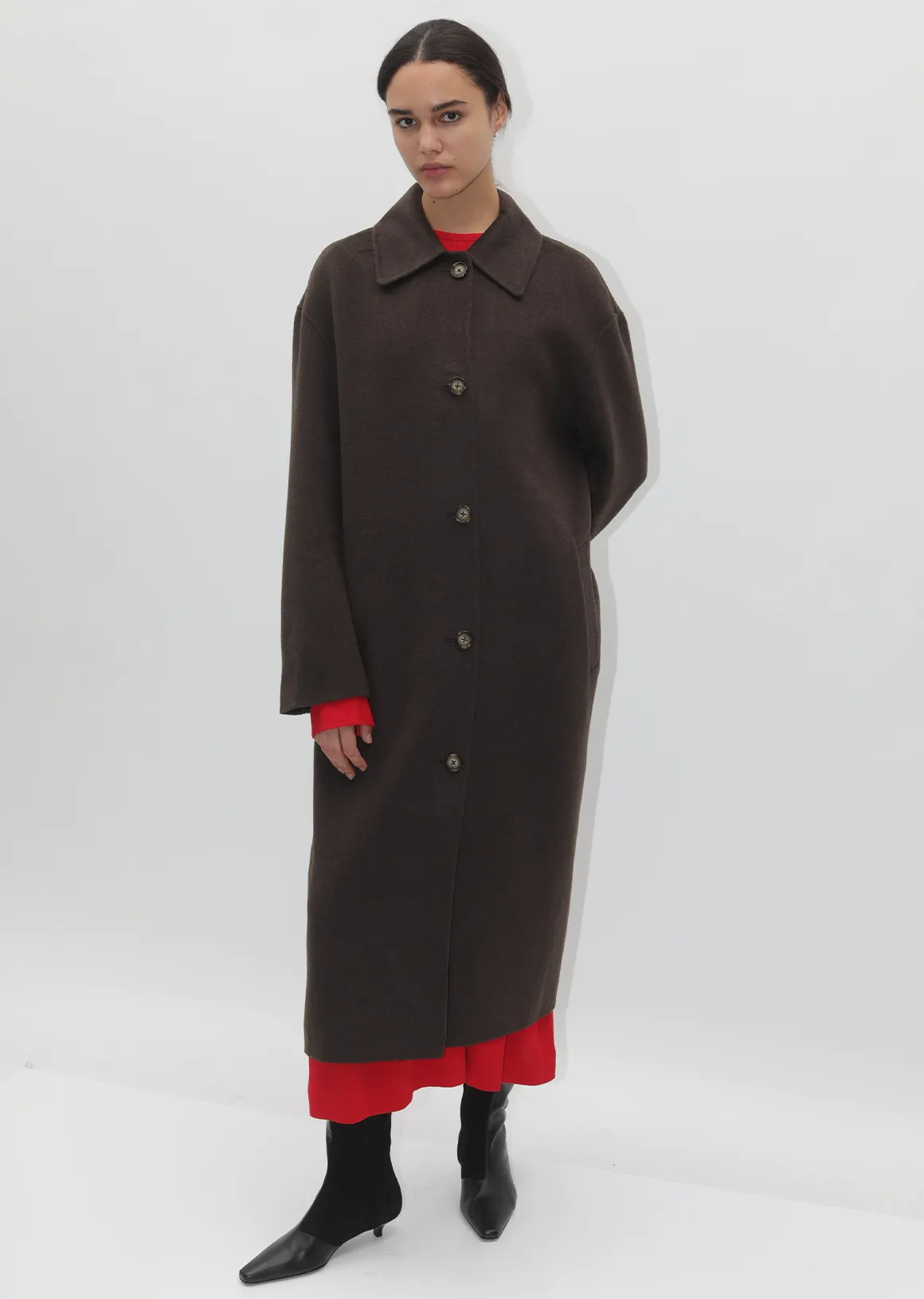 Doublé Wool Car Coat — Chocolate Melange