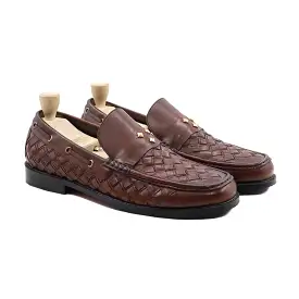 Feldbach - Men's Brown Calf And Hand Woven Leather Loafer