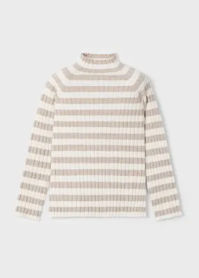 Felicity Ribbed Mock Neck Sweater - Heather Bark