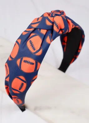 Football Time Headband NAVY ORANGE